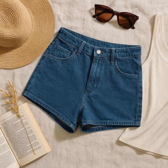 Riders by Lee Blue Jean Denim Shorts 80's High-Waist Mom Jeans 16 M - Picture 1 of 9